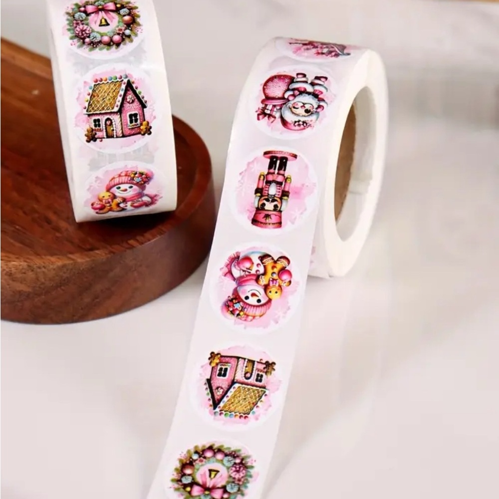 500 Charming Pink holiday stickers